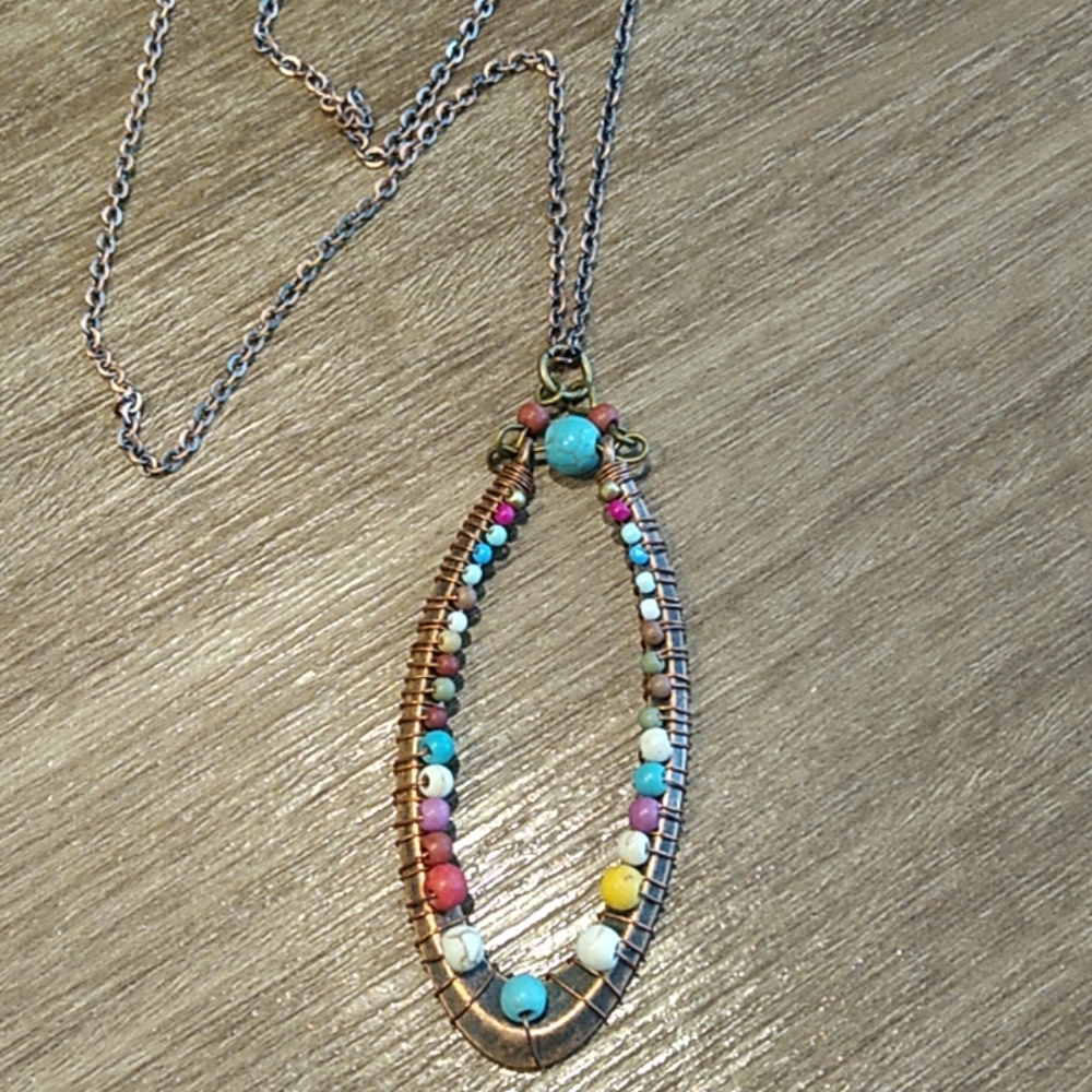 Copper/Colorful Pendant 24" Chain
